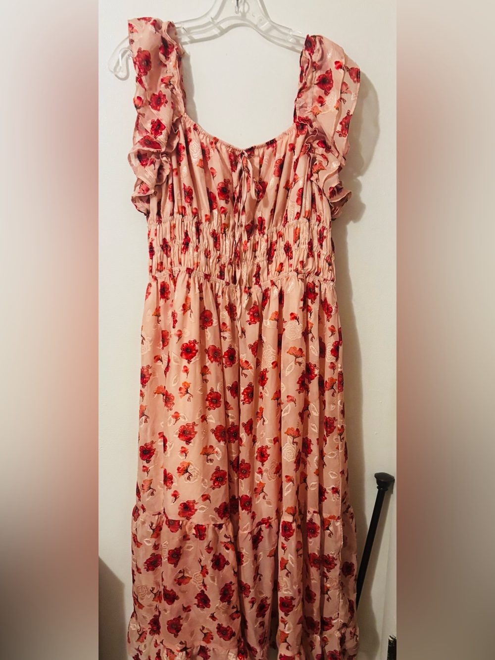 Women’s Grace Karin pink and rose Floral Smocked Sundress with Ruffle Sleeves